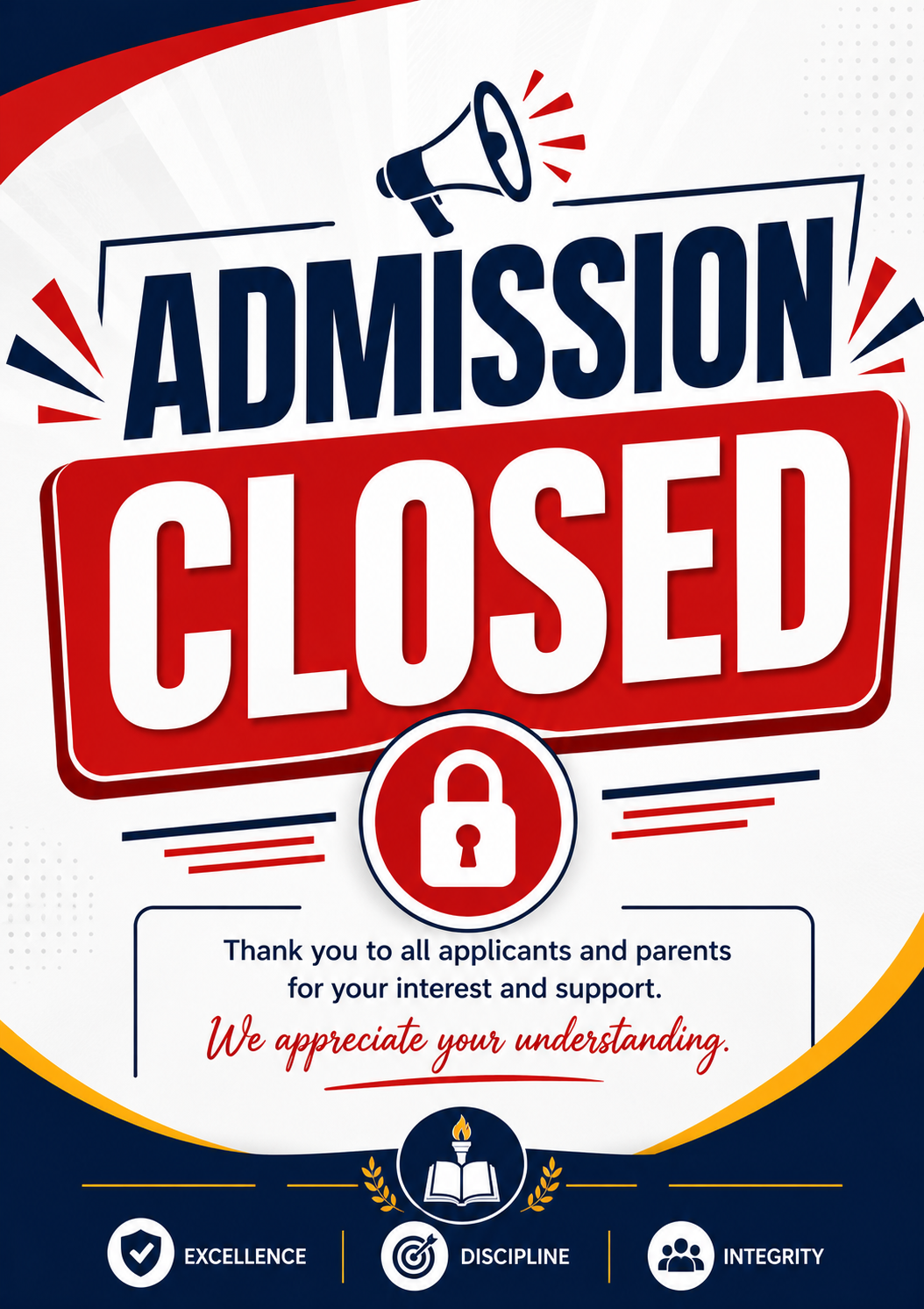 Admission closed. Thank you to all applicants and parents for your interest and support.